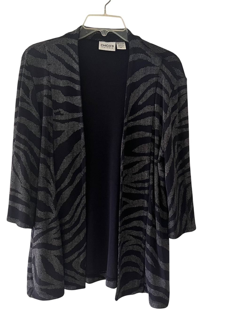 Chico's dark purple Metallic Thread Open Cardigan